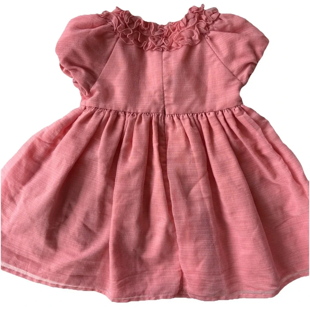 Mayoral Rose Pink Ruffled Square Neckline Dress Girls 12-18 M Easter Party‎